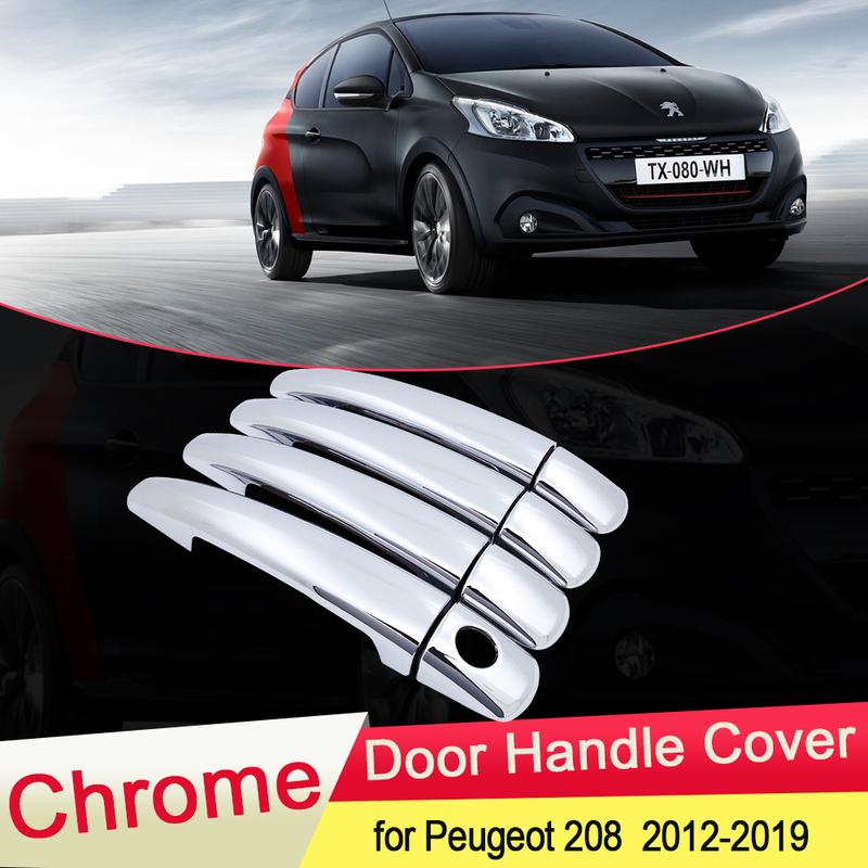 For Peugeot 208 2012 2013 2014 2015 2016 2017 2018 Luxuriou Chrome Door Handle Cover Trim Car Set Styling Accessories ABS
