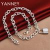 Fine 925 Sterling Silver 18 Inches Luxury Lock Pendant Necklace For Women Men Charm Fashion Wedding Gift Jewelry