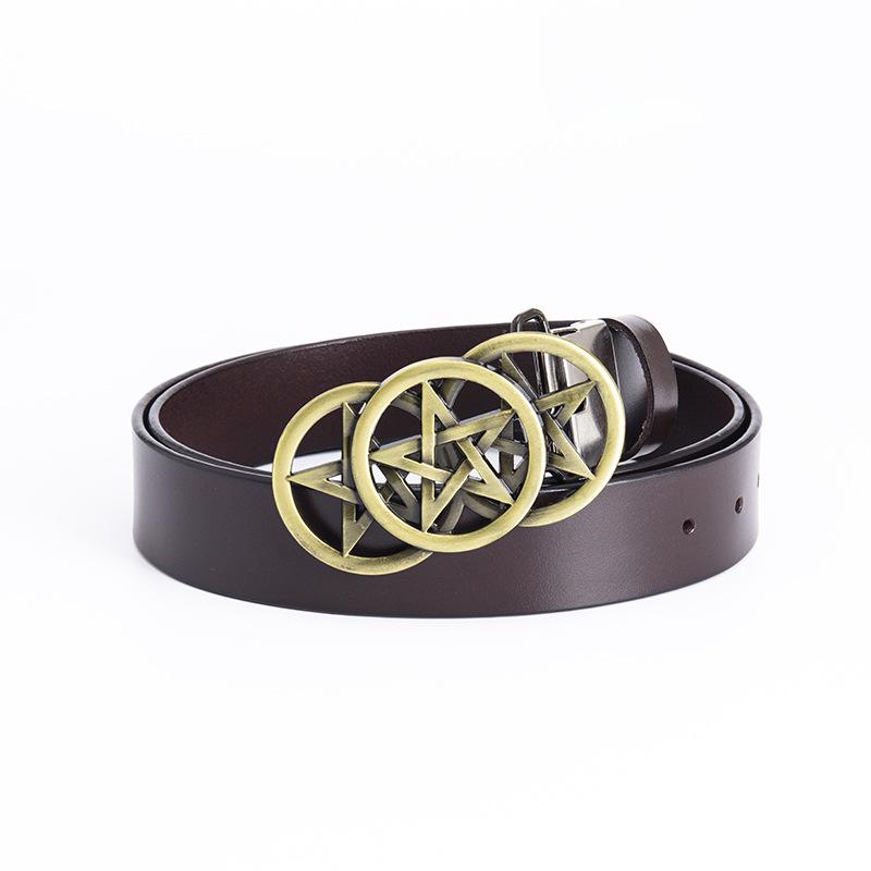 Men's Trendy Five-Star Leather Belt - European & American Celtic Classic Design