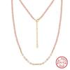 EFFIE QUEEN 925 Sterling Silver 14K Gold Choker Necklace Natural Freshwater Pearl With Pink Opal Natural Stone Series Gift MPN05