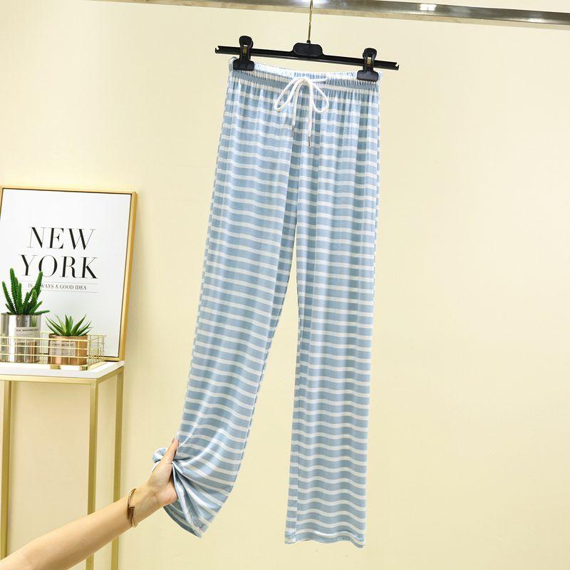 

Модальные тонкие пижамные брюки на весну/лето, больших размеров, свободные, в полоску Blue XL (65.00 kg-75.00 kg recommended