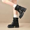Thick-soled Heightening Martin Boots Women's Single Boots Autumn New Popular Stacking Boots Maillard Pant Boots Knight Boots