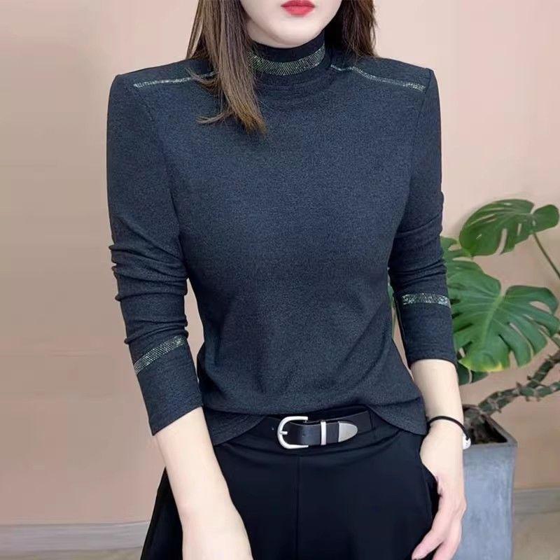 

Горячий бриллиант Немецкий бархат Полуводолазка Длинный рукав Нижняя рубашка Женская Осень и Зима Новая одежда в иностранном стиле 3XL