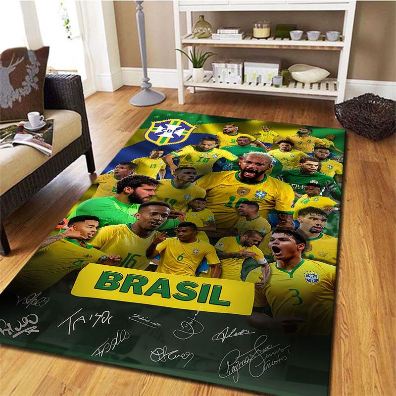 Brazil National Football Team Carpet Rug for Living Room Bedroom Home Sofa Decoration,Kids play Non-slip Floor Mat