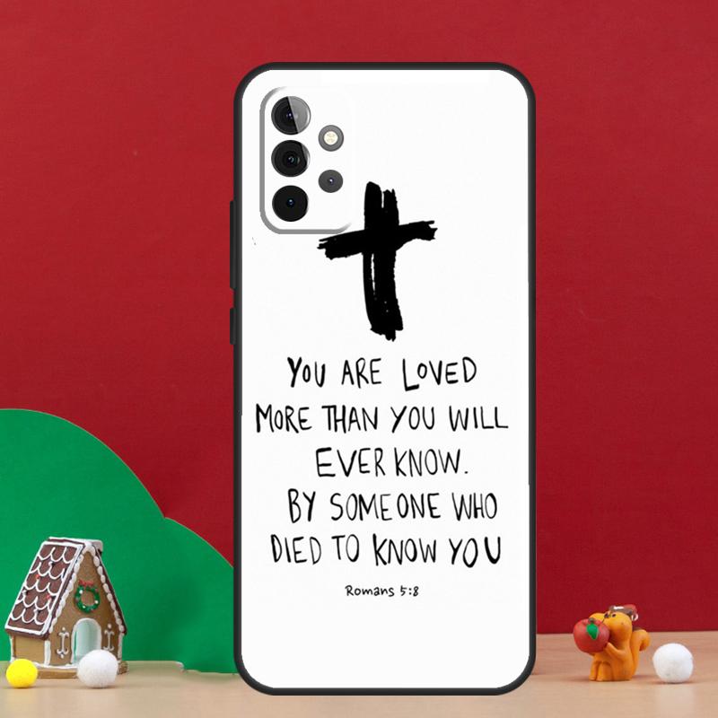 Kristus Jesus Biblisk Vers Korsfodral För Samsung Galaxy A36 A56 A06 A13 A53 A32 A12 A22 A52 A35 A17 A16 A55 A15 A54 A34 A14