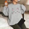 New Cat Print Drop Shoulder Hoodie - Women’s Autumn/Winter Long Sleeve Top