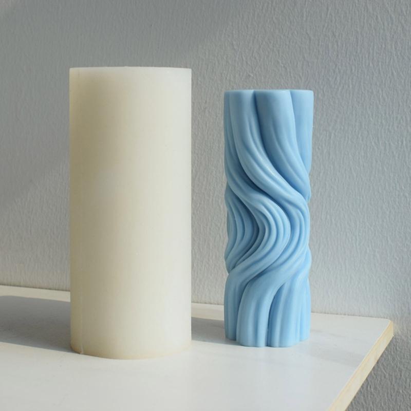 Silicone Candle Mold for Home Decorations Waxes Mold Water Ripple Cylindrical Candle Making DIY Aromatherapy Candle Art
