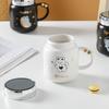 Par Keramisk Kopp med Lokk Speilkopp Søt Bjørn Krus Jente Stor Kapasitet Vannkopp Studentkopp