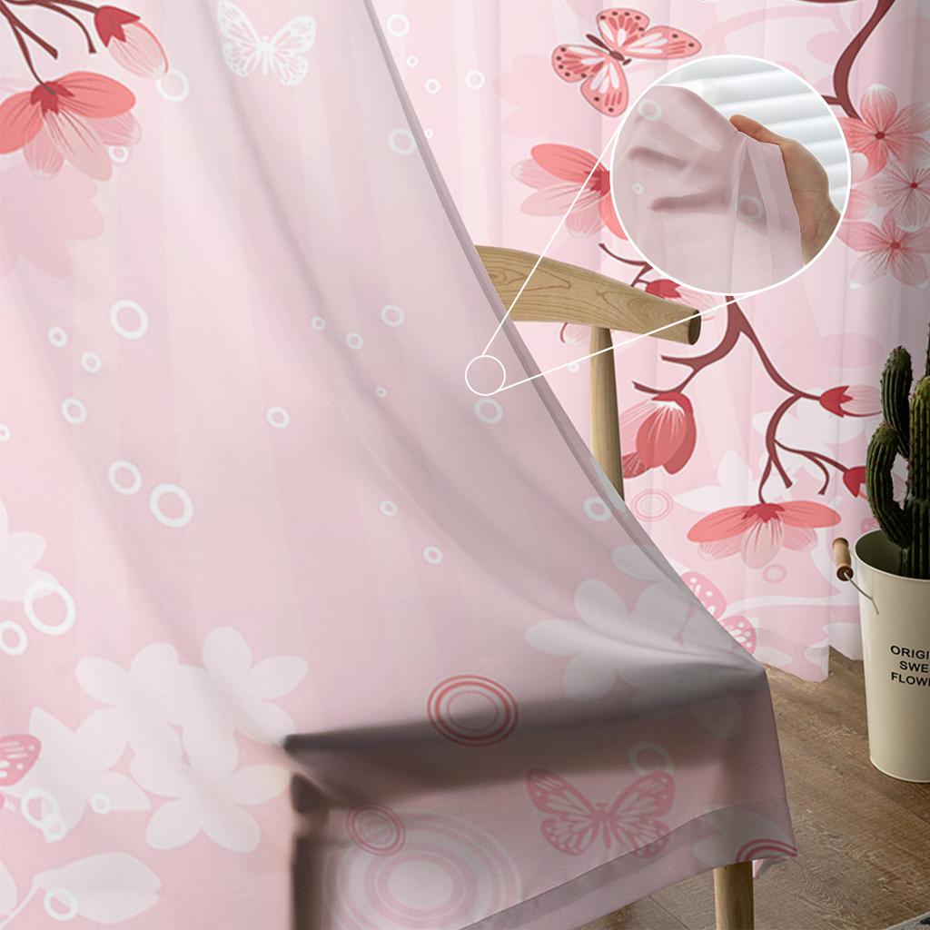 Christmas Fir Tree Robin Poinsettia Winter Tulle Window Curtain Voile Organza Valance Living Room Bedroom Decor Sheer Curtains