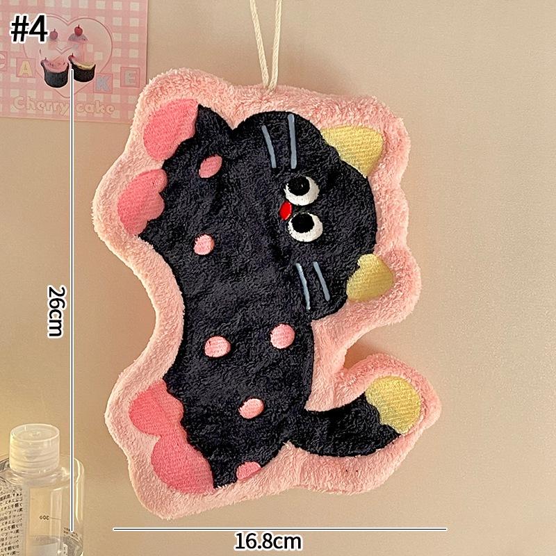 Cartoon Kawaii Kitten Hand Towel Super Absorbent Washing Hand Cloth Kitchen Bathroom Wall Hanging Towels Soft Handkerchief Rag