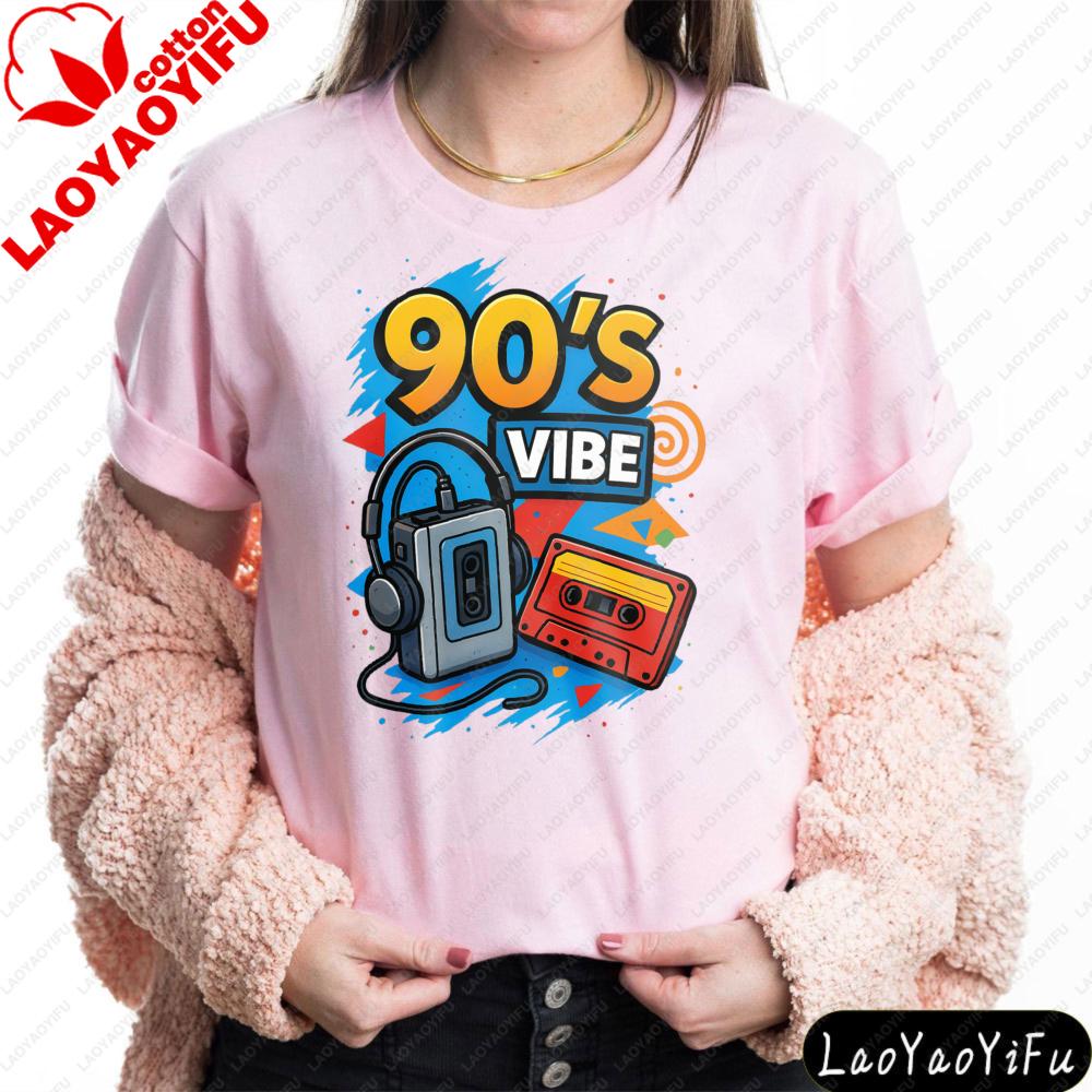 Retro 90s Style TShirt Cassette Tape And Headphones Graphic Printed Shirt Unisex Unisex Fashion Casual Crewneck Cotton Tee Tops