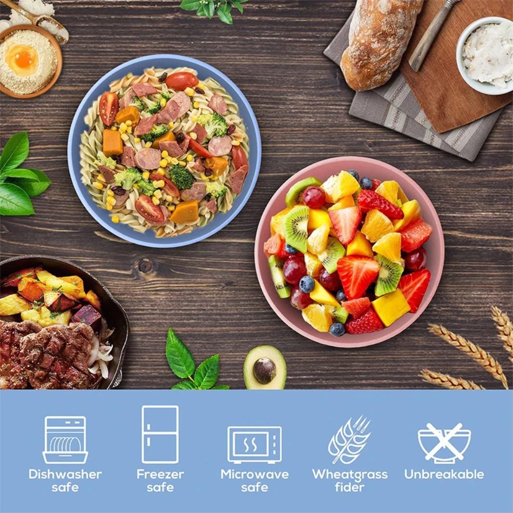 Ramen Salad Bowl Set 15cm Classic Wheat Straw PP Plastic Bowl for Office Workers Students for Dormitory Instant Noodle