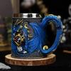 Unique Dragon Wine Tumbler Mythical Dragon Drinkware Dragon Resin Stainless Steel Beer Mug 600ml Retro Tankard for Fantasy