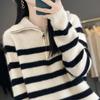 Women Sweater Turtleneck 100% Wool MODERN NEW SAGA Zipper Knit Pullover Turn-down Collar Thick Winter Jumpers Female Knit Tops