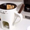 Tazze di cioccolato creative con forchette, tazze a candela, tazze da caffè, tazze in ceramica riscaldabili, utensili per sciogliere il formaggio,