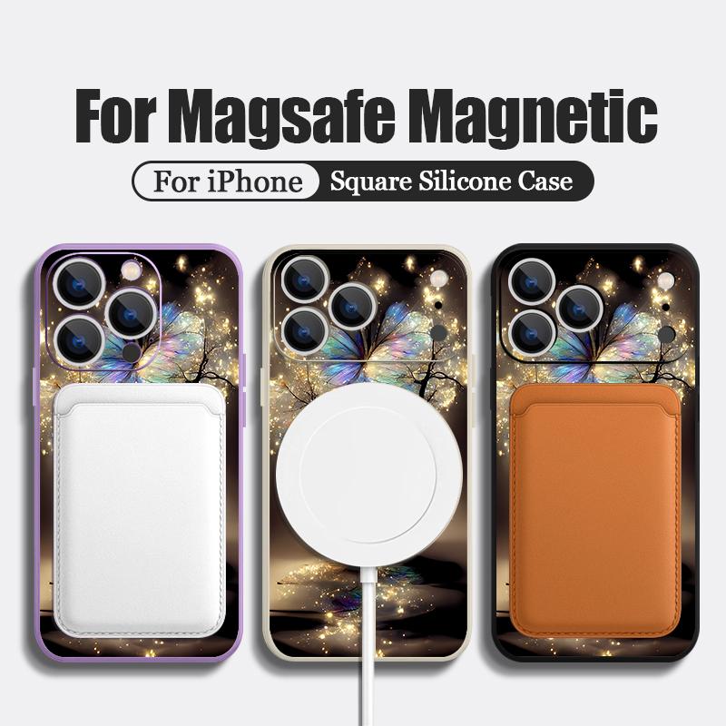 Shining Fantasy Tree Butterfly Case For iPhone 17 Pro Max Magnetic For Magsafe Silicone Cover For iPhone 16 Pro Max Funda iPhone 15 14 13 12 11 16E