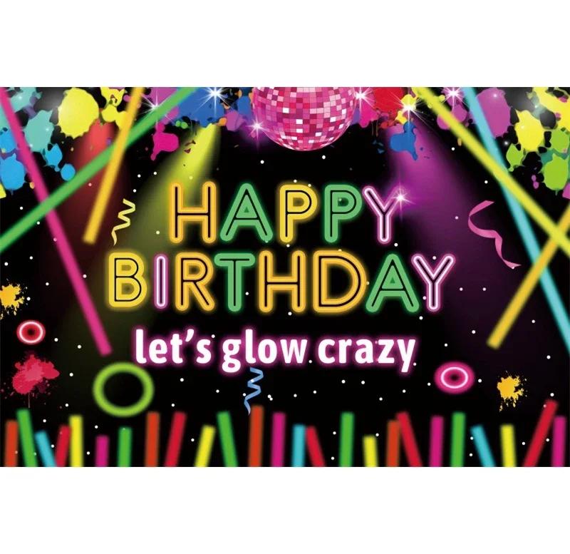 Splashing Graffiti Glow Wall Backdrop  HipHop Theme Happy Birthday Party Photography Background BannerTapestry