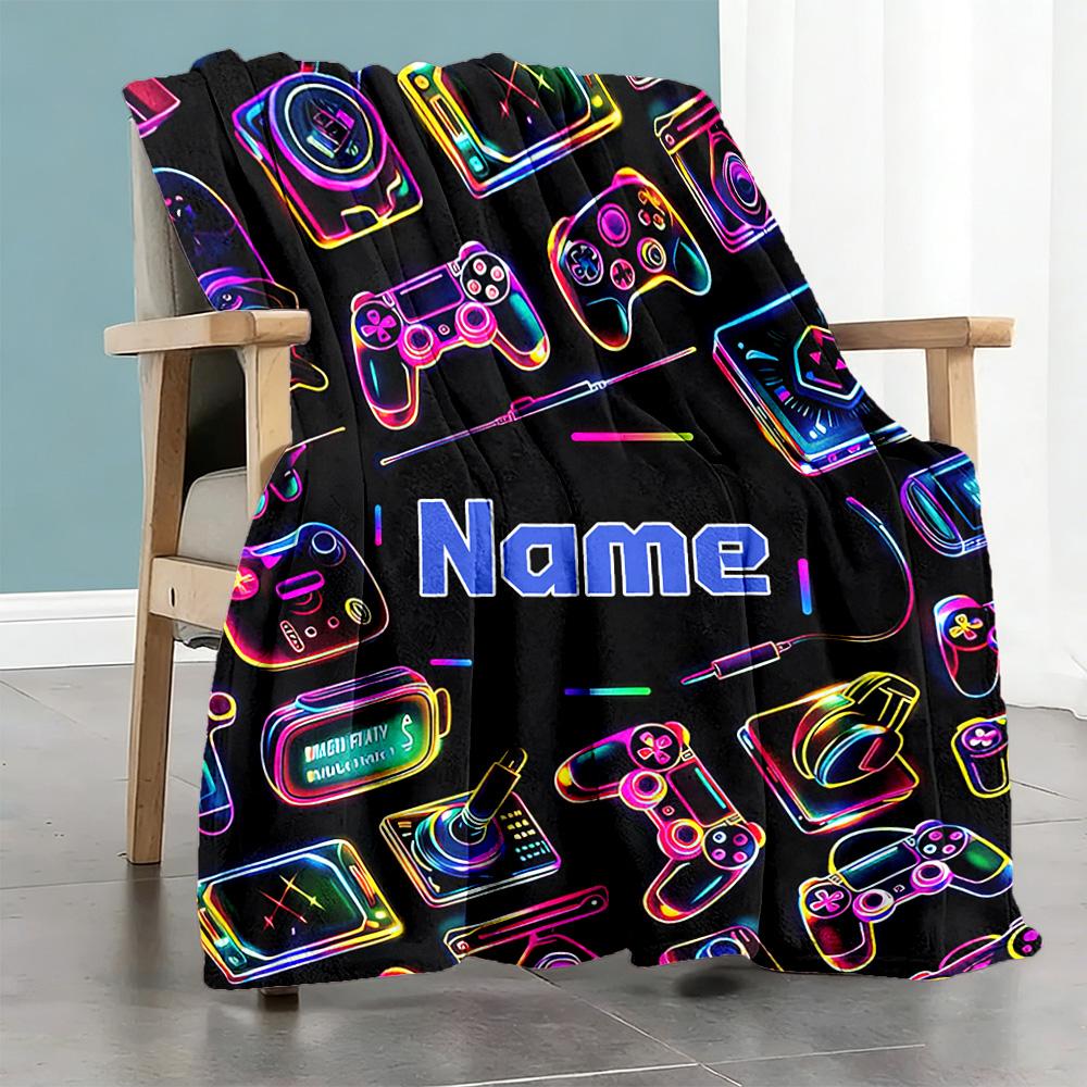 Game Personalized Name Blanket Multi-purpose Personalized Blanket Soft Warm Cozy for Home Decor Office Chair Couch Bed Four Seasons Universal
