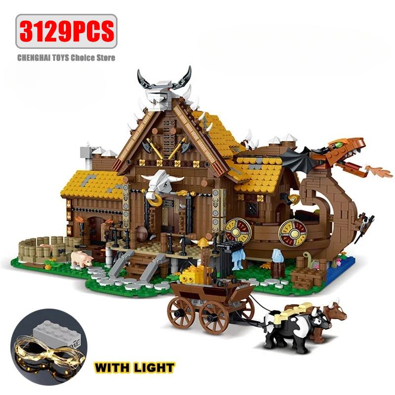 High-Quality 3129Pcs High-Quality The High-Quality Vikings High-Quality House Construction pieces Play sets High-Quality Sets High-Quality With