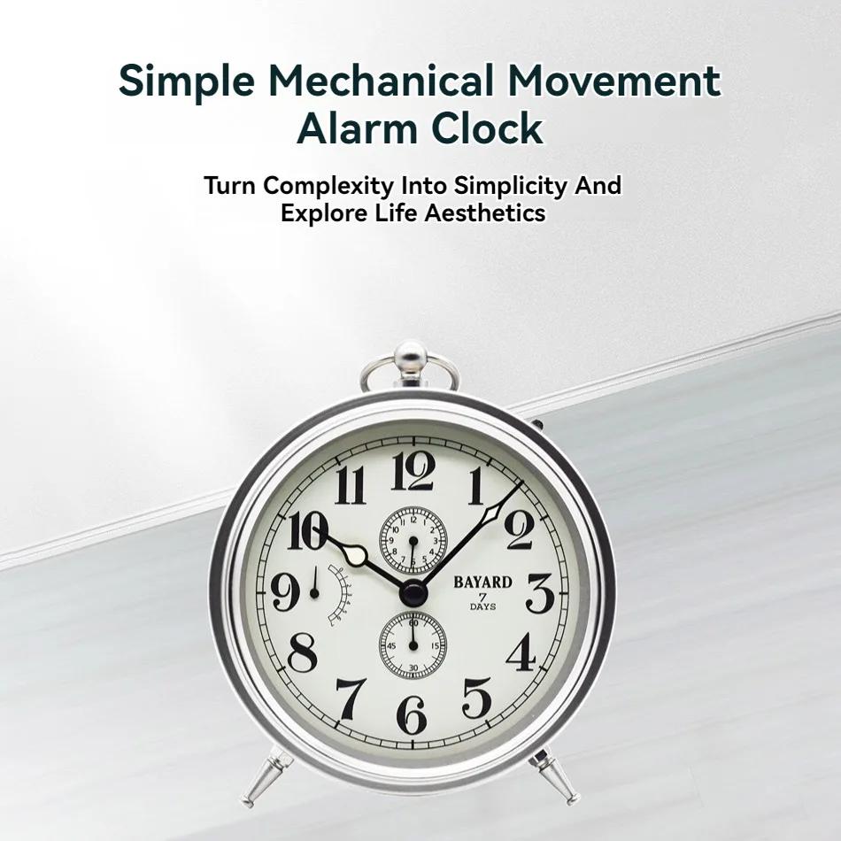 Sieben-Tage Mechanischer Wecker, Modernes Uhrwerk, Kreatives Metalldesign, Schlicht mit Ultralauter Lautstärke