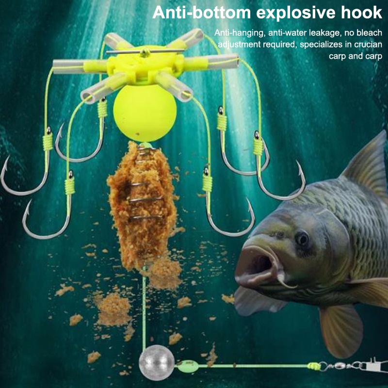 Est 1Pcs Hook Fishing Bait Cage Four Hook Carbon Steel Line Group Feeder Sinker Float Sharp Fishing Spring Bait Cage Tools