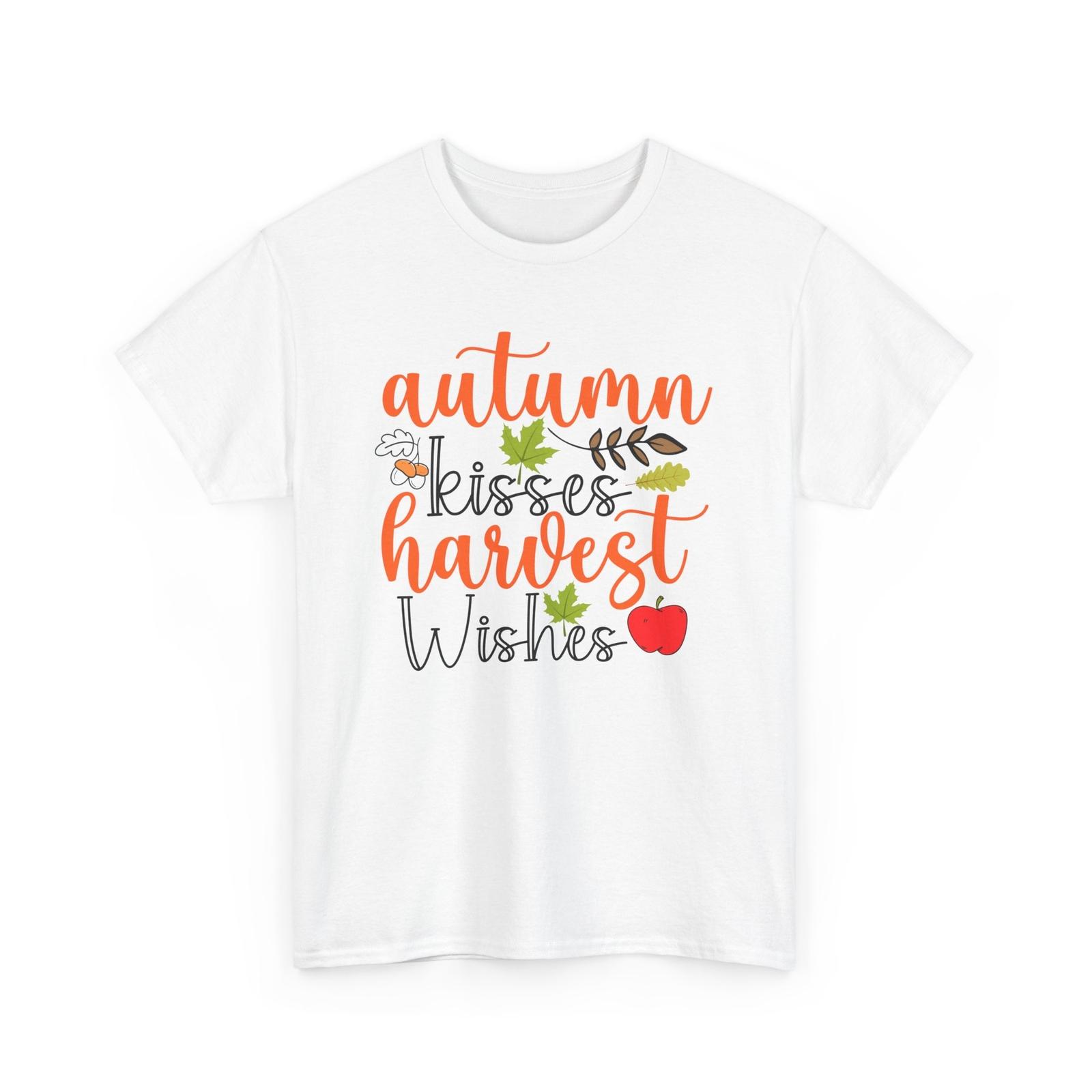 Fall Aesthetic T-Shirt | Autumn Leaves Tee | Autumn Kisses Harvest Wishes S