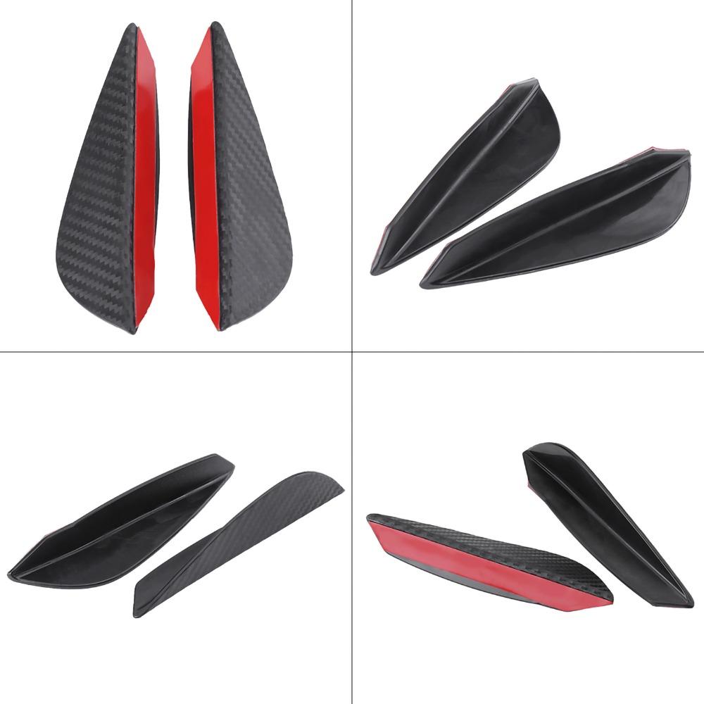 4PCS Carbon Fiber Finish Bumper Lip Spoiler ABS Front Bumper Fins Front Bumper Canards Auto Shop