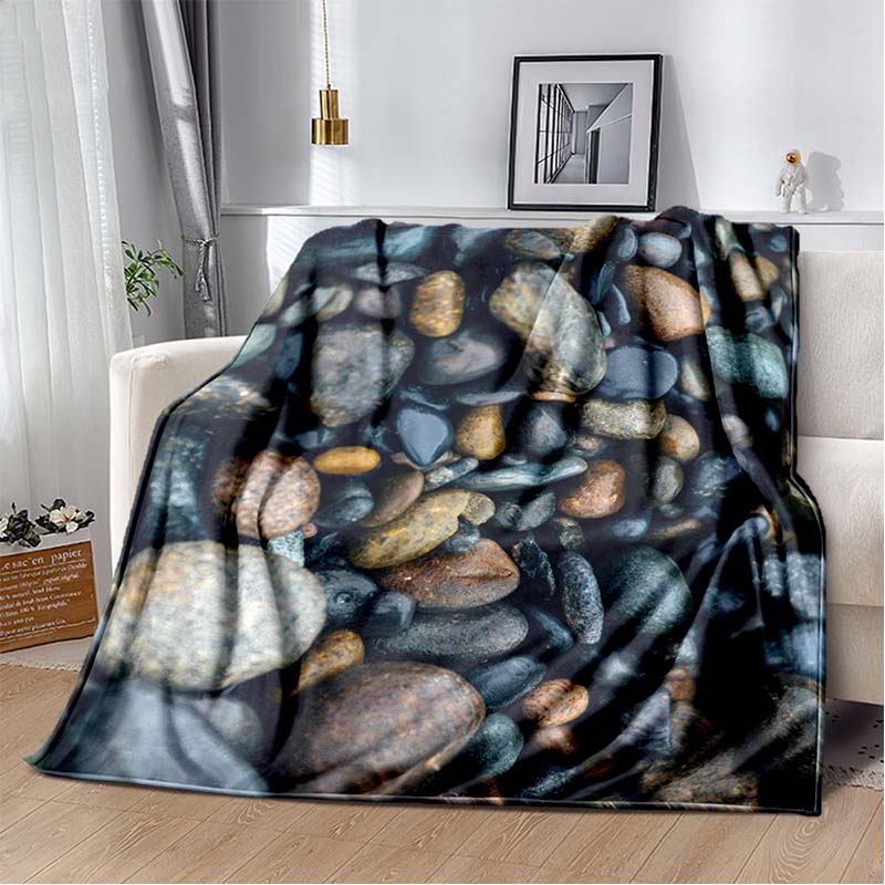 3D Fashion Wave Pebble Starfish Cartoon Flannel Blanket Sofa Bed Bedroom Warm Portable Exquisite Extra Large Warm Blanket Gift