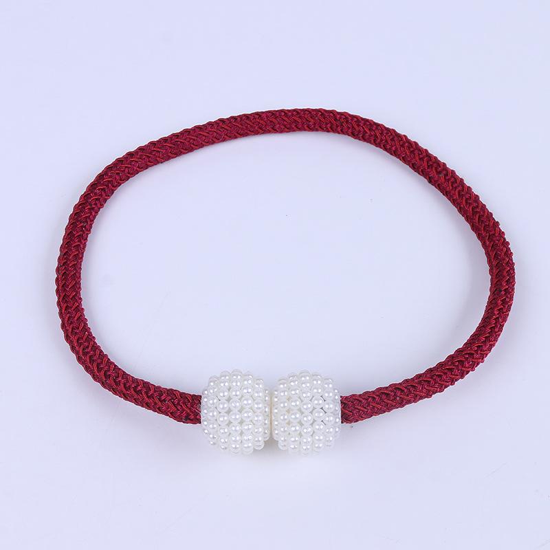No-Drill Small Pearl Magnetic Curtain Tiebacks Rope Buckle Straps