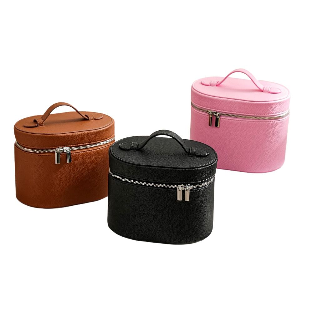 Large Capacity Cosmetic Box Internal Storage Box PU Leather Makeup Bag Zipper Closure Waterproof Travel Organizer Bag Daily Use