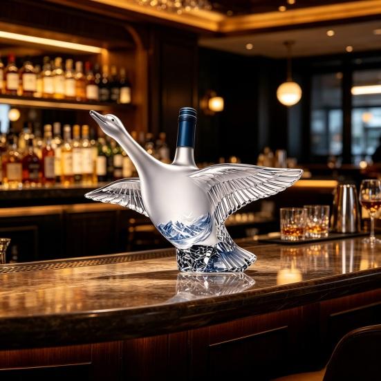Goose Bird Shape Whiskey Decanter, 3D Glass Animal Liquor Bottle for Bar Display, 350ml Art Wine Dispenser for Home