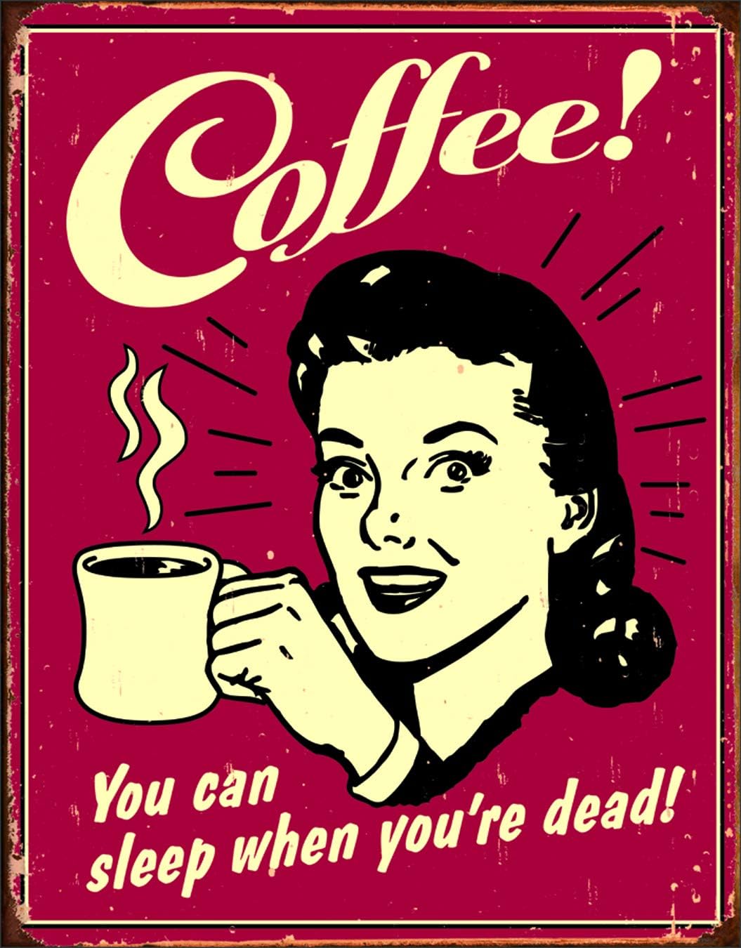 Desperate Enterprises Coffee  You Can Sleep When Youre Dead Tin Sign  Nostalgic Metal Wall Decor  Coffee Décor for Coffee Bar 20x30cm（7.8x11.8inch）