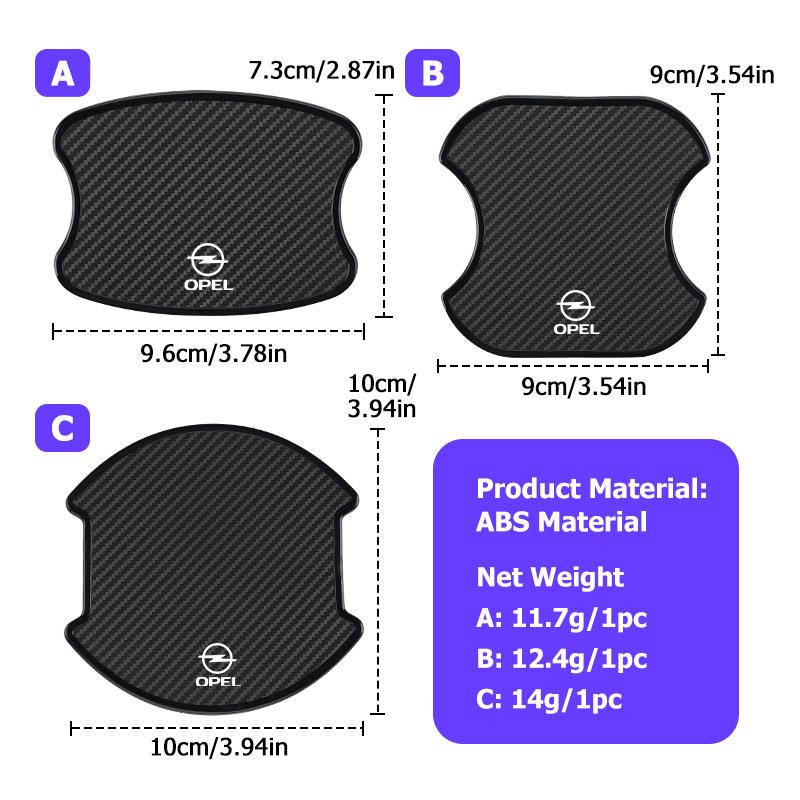 AAAYS1 Car Door Handle Bowl Sticker Waterproof Scratch Resistant Accessory For Opel Astra H G J Insignia Corsa Zafira Meriva Mokka