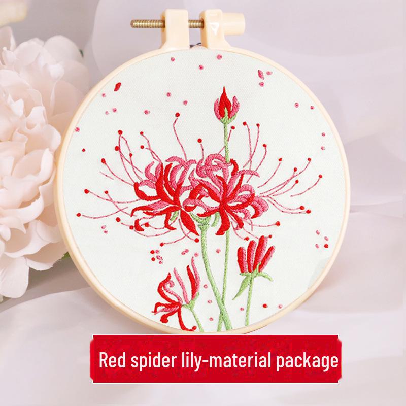 

Летний набор для вышивания своими руками для начинающих: Круглый веер с вышивкой в старинном стиле «Су» и ленточным штампом