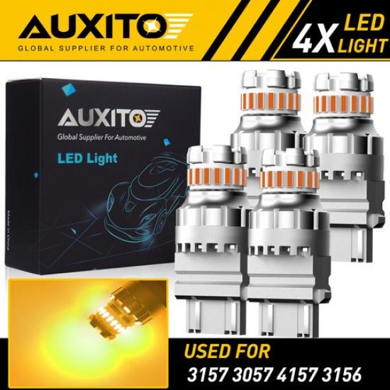 4X AUXITO Amber LED Turn Signal Blinker DRL Parking Light Bulbs 3157 4057 4157 F