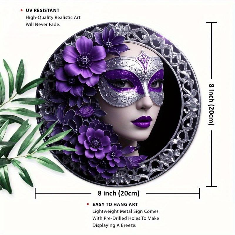 

2d Flat 20*20cm Circular Wooden Sign Wall Art, Retro Wooden Logo, Carnival Mask Theme, Suitable for Bar, Kitchen, Coffee, Home, Living Room, Office. 20*20cm