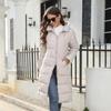 Winter Hooded Women's Mid-length Slim Cotton Jacket Warm Down Cotton Coat