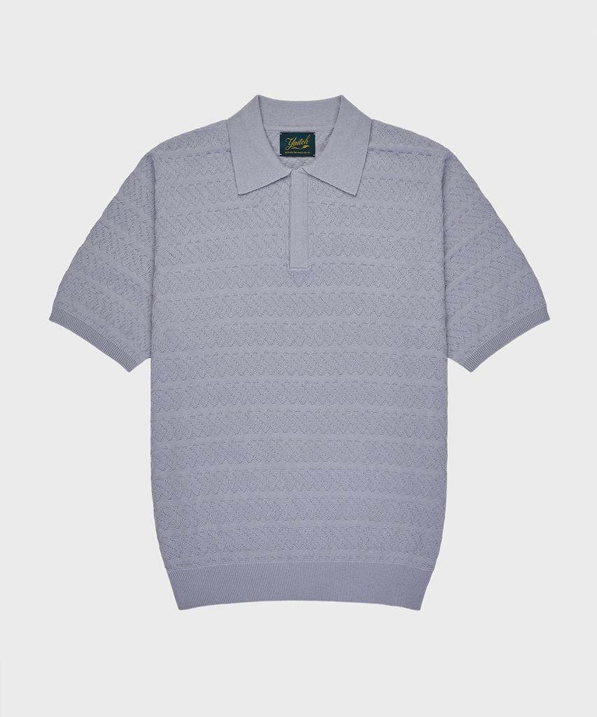 Yaichi Jacquard Knit Polo - Glacier Gray
