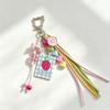 Cute Strawberry Print Card For Women Cat Shape Spring Clip Pastel Bead Candy Charm Colorful Accessories Bag Charm