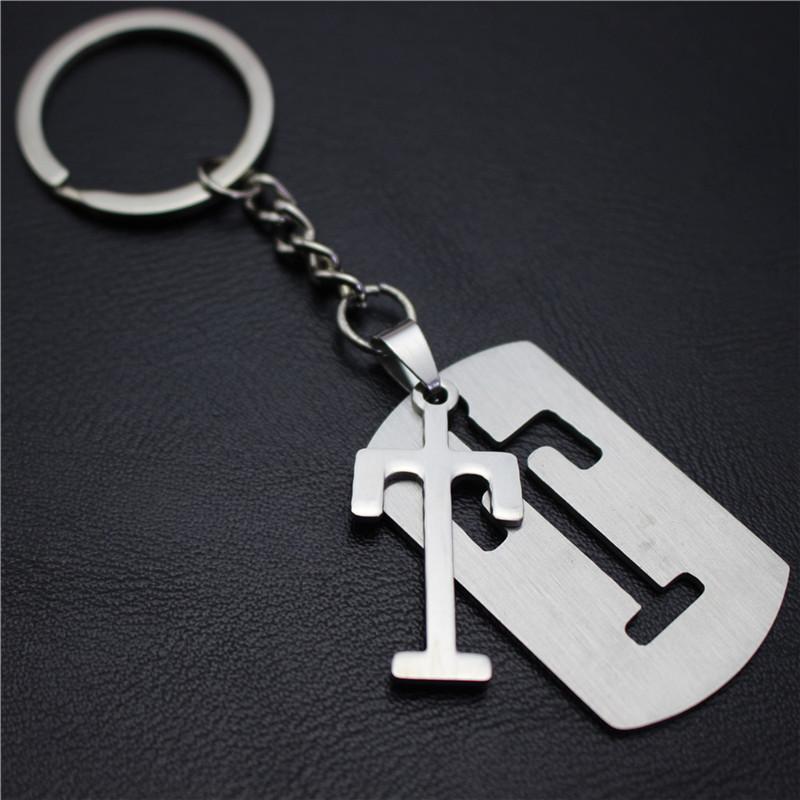 2022 DIY A-Z Letters Key Chain For Name Silver Color Steel Keychain Women Men Car Key Ring Simple Key Holder Party Gift