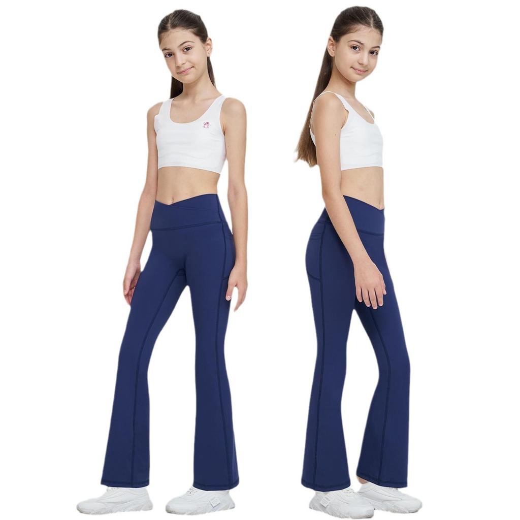 Large Size Parent-Child Flared Yoga Pants with Seamless Design for Running and Fitness