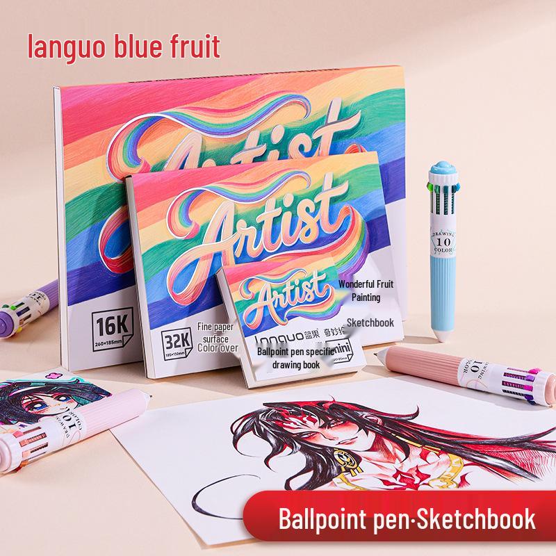 Blue Fruit Ballpoint Pen Drawing Sketchbook for Kids & Art Students