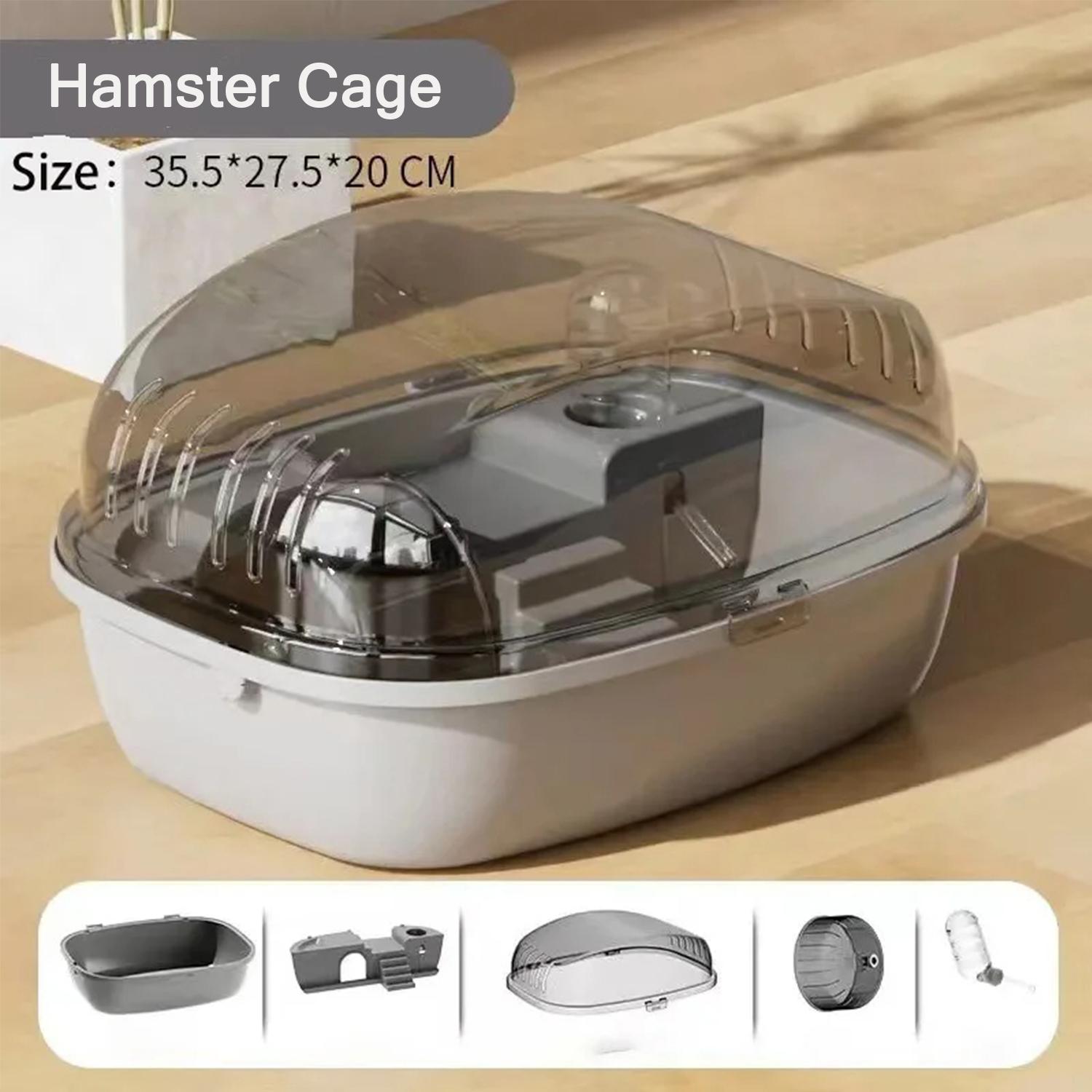 

Клетка для хомяка с вентиляцией, открывающийся верх, прозрачный домик для хомяка, кроликов, песчанок, ежей, мышей, мелких животных серый
