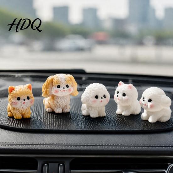 Display Box Collectibles 2Pcs Mini Dog Figurines Cute Resin Puppy Miniature Animal Figures Small Adorable Statue Decorations Ornaments for