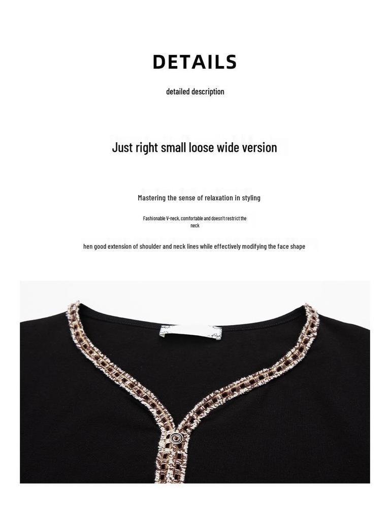 Women's Plus Size V-Neck Long Sleeve Autumn Top - Stylish Loose-Fit Base Shirt for Middle-Aged Mothers