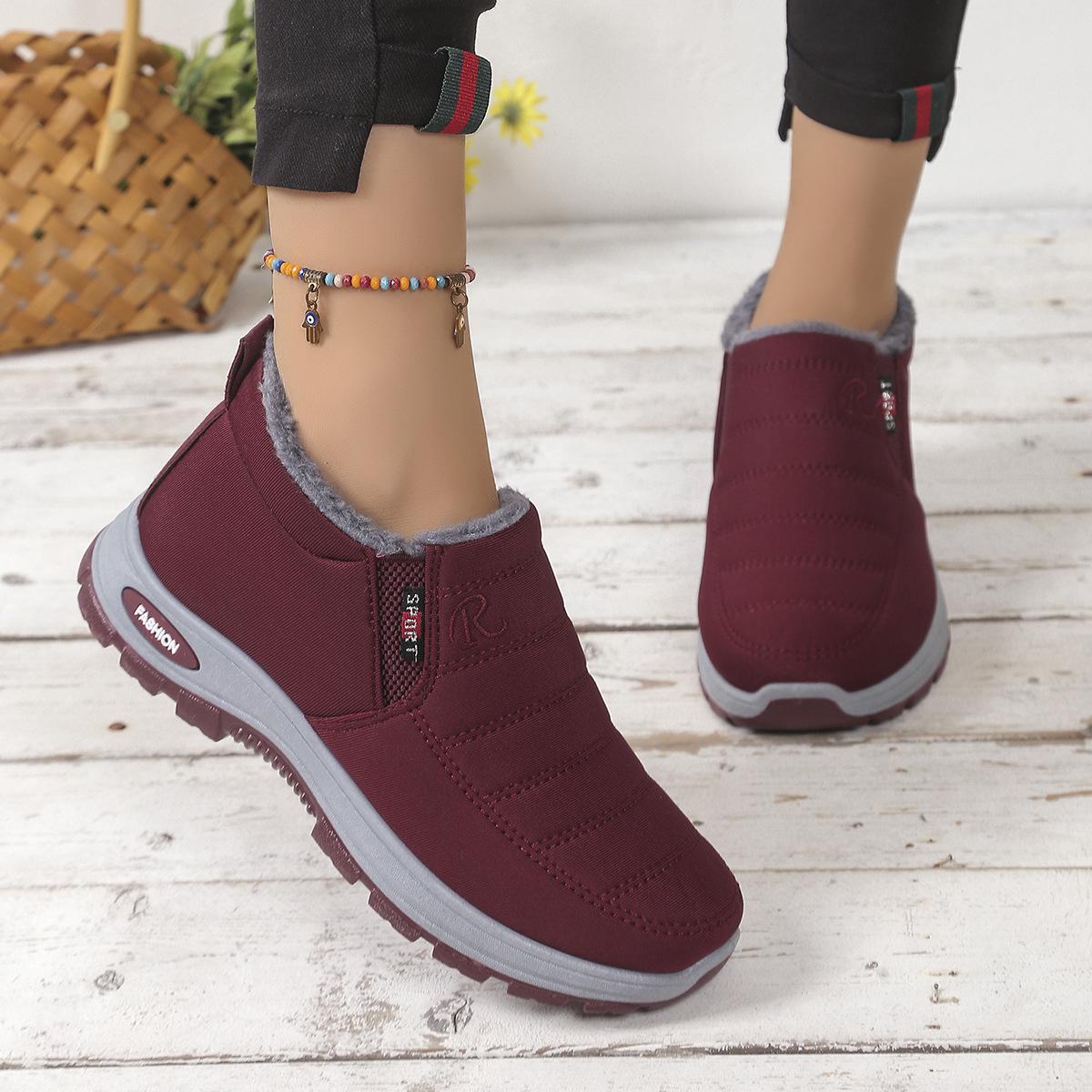 

Зимние хлопковые ботинки большого размера 48 на флисе и утолщенные, парные сноубутсы и нескользящие хлопковые ботинки 41 красный