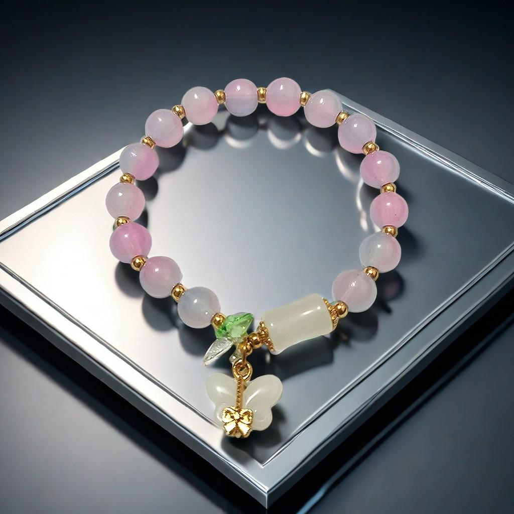 2025 Jadeite Green Jade Rabbit Bracelet: High-End Chinese Style, Year of the Snake, Elegant Women's Niche Beaded Design