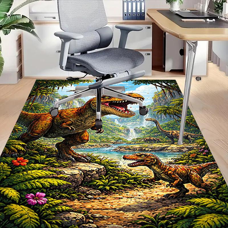 1PC Dinosaur Rainforest Extra Large Non Slip Floor Carpet, Office, Family, Bedroom Large Area Rug Indoor Rugs, Vibrant Colors