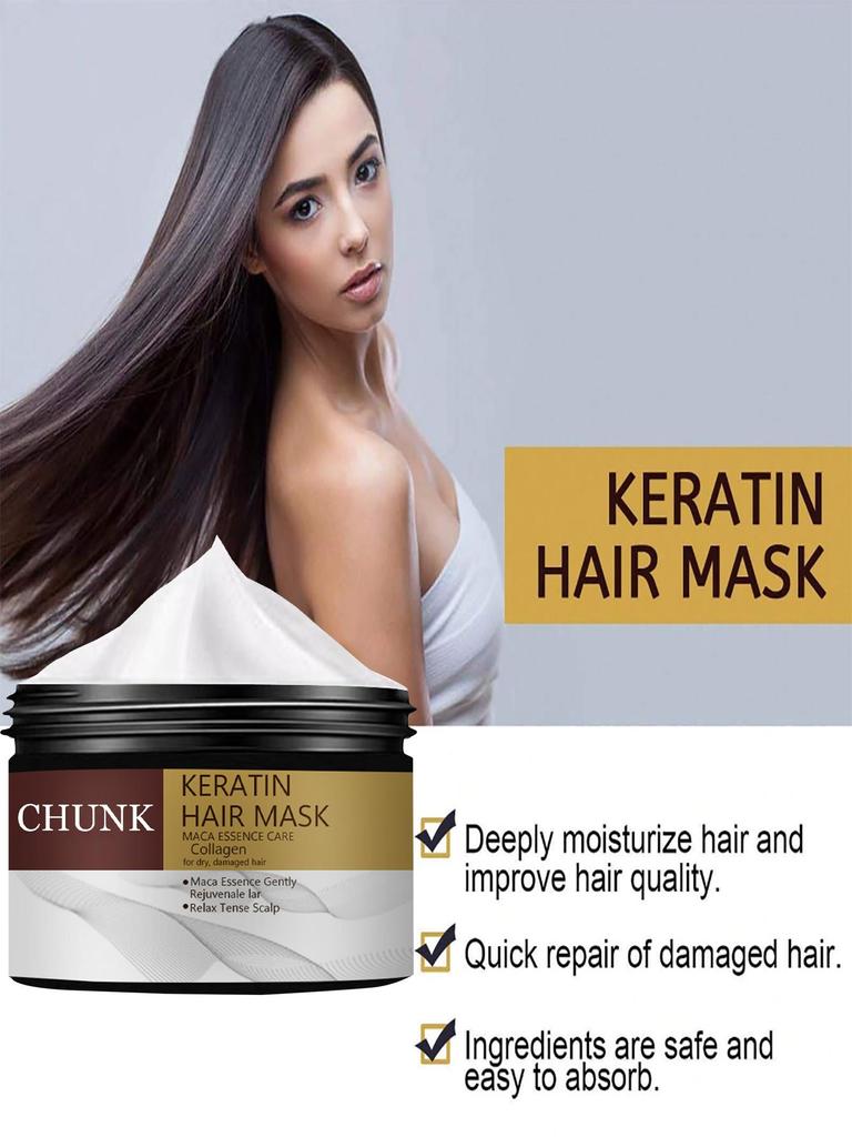 Keratin Hair Care Mask Magically Repairs Damage, Curls Hair Care, Glossy, Smooth, Straightened Professional Hair Care, Deep Moisturizing, And Smooth