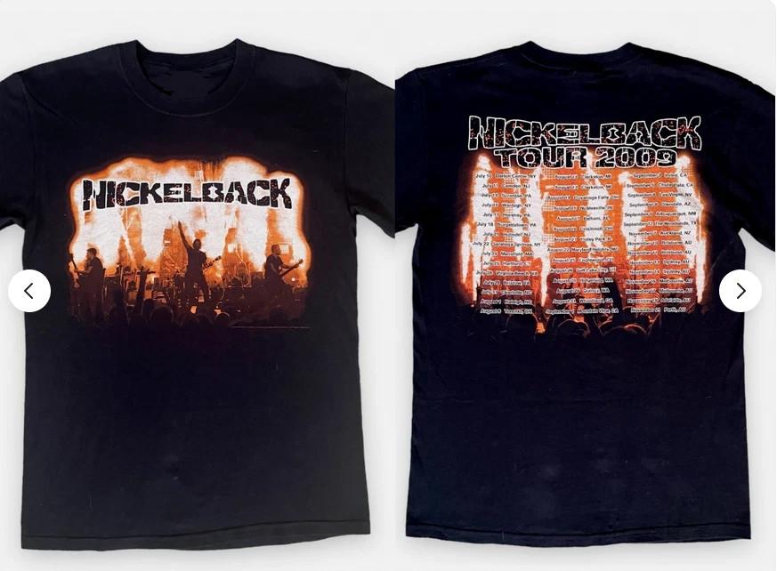 Vintage Nickelback T-Shirt 2009 Tour Double-Sided Band Tee REPRINT Gift for Fans XXL